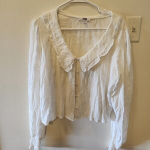 BB Dakota White Ruffled Long Sleeve Blouse XL